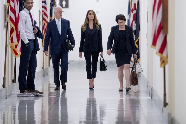 Former White House communications director Hope Hicks arrives for closed-door interview with the House Judiciary Committee on Capitol Hill in Washington, Wednesday, June 19, 2019. (AP Photo/Andrew Harnik)
