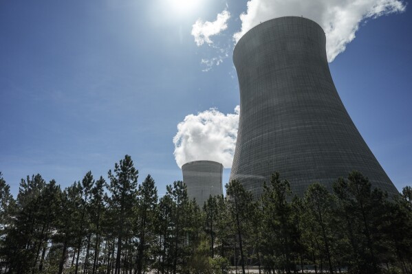 Cooling tower's three, left, and four are seen at the nuclear reactor facility at the Alvin W. Vogtle Electric Generating Plant, Friday, May 31, 2024, in Waynesboro, Ga. (AP Photo/Mike Stewart, file)