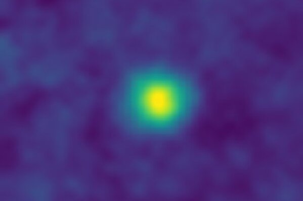 
              This December 2017 false-color image made available by NASA in February 2018 shows KBO (Kuiper Belt object) 2012 HZ84. This image is, for now, one of the farthest pictures from Earth ever captured by a spacecraft. It was made by the New Horizons at 3.79 billion miles from Earth. (NASA/Johns Hopkins University Applied Physics Laboratory/Southwest Research Institute via AP)
            