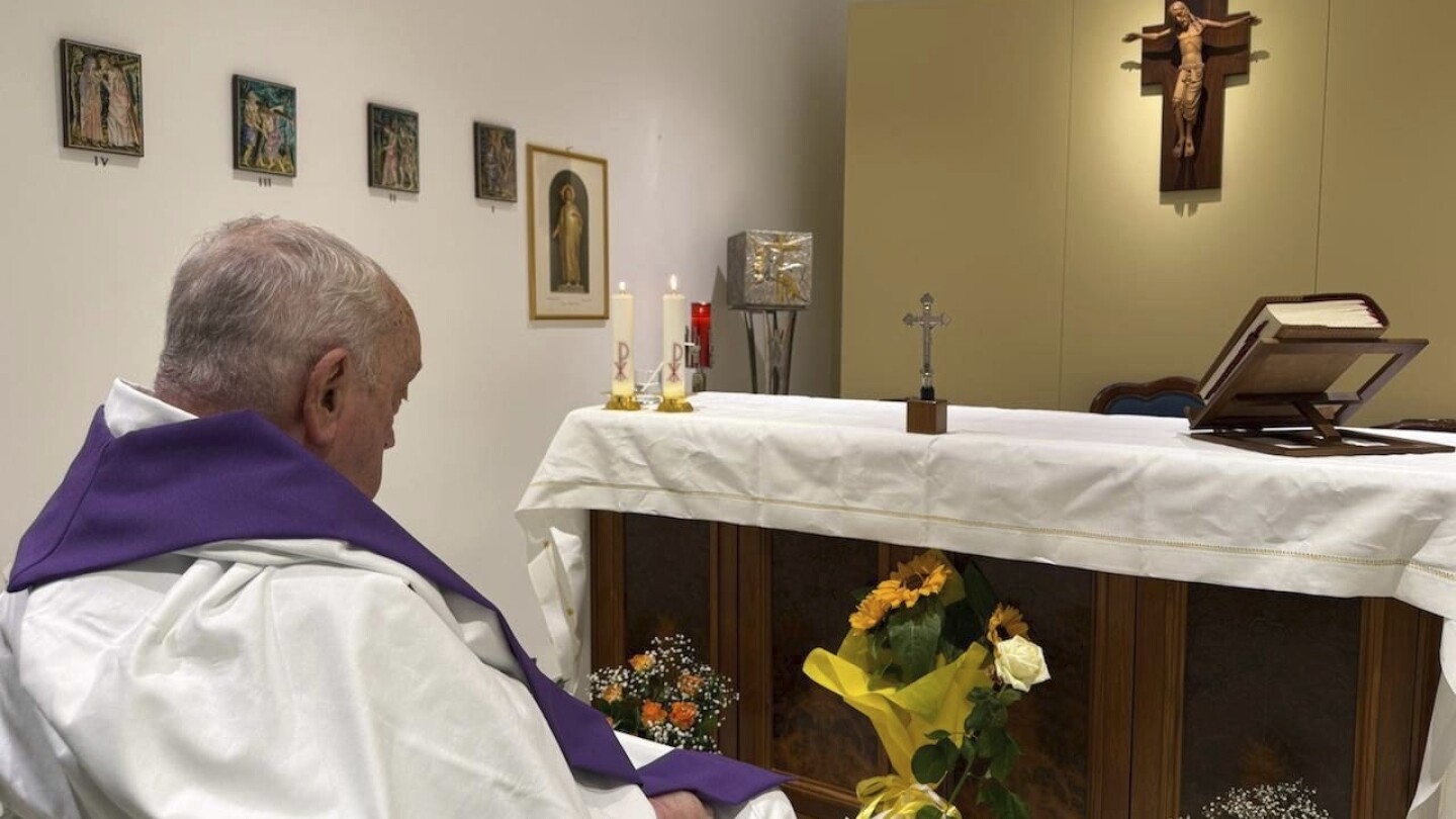 Pope registers new slight improvements in pneumonia fight as Vatican gives details on hospital photo