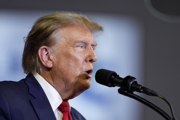 Republican presidential candidate former President Donald Trump speaks at a Get Out The Vote rally at Coastal Carolina University in Conway, S.C., Saturday, Feb. 10, 2024. (AP Photo/Manuel Balce Ceneta)