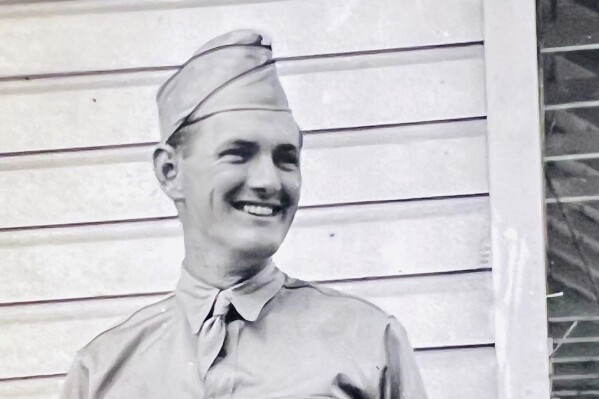 This photo provided by Marjorie Nelson shows 2nd Lt. John E. McLauchlen Jr. in 1942. Military scientists have identified the remains of an Army Air Forces pilot from Michigan eight decades after he died during a World War II bombing mission in Southeast Asia. The Defense POW/MIA Accounting Agency said Monday, April 22, 2024, the remains of McLauchlen Jr. of Detroit were identified in January and will be buried this summer at Fort Leavenworth in Kansas. (Marjorie Nelson via AP)