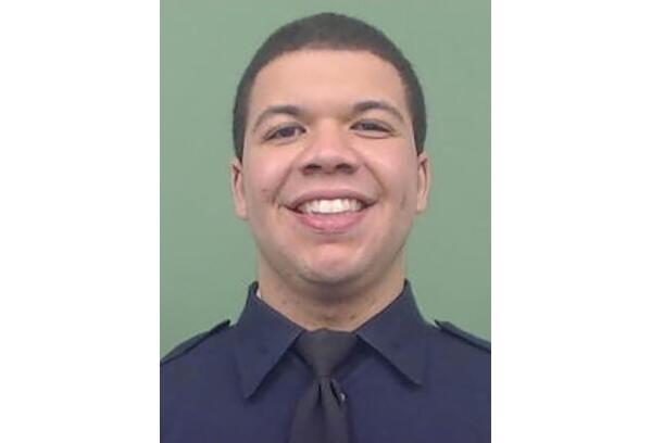 In an undated photo provided by the New York City Police Department, NYPD Officer Jason Rivera, who was killed in a police shooting, Friday, Jan. 21, 2022, in New York City, is seen. Officials say Rivera, 22, has been killed and fellow officer Wilbert Mora, 27, was critically wounded in a shooting in the Harlem neighborhood of New York. The officers had been responding to a call Friday about an argument between a woman and her adult son. (Courtesy of NYPD via AP)