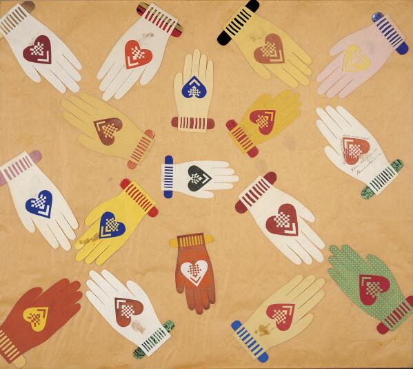 This image released by the American Folk Art Museum shows a Heart-and-Hand Love Token a card made with Ink and varnish on cut paper from 18401860 The museums collection includes a number of lovingly crafted tokens of affection from various periods American Folk Art Museum Collection via AP