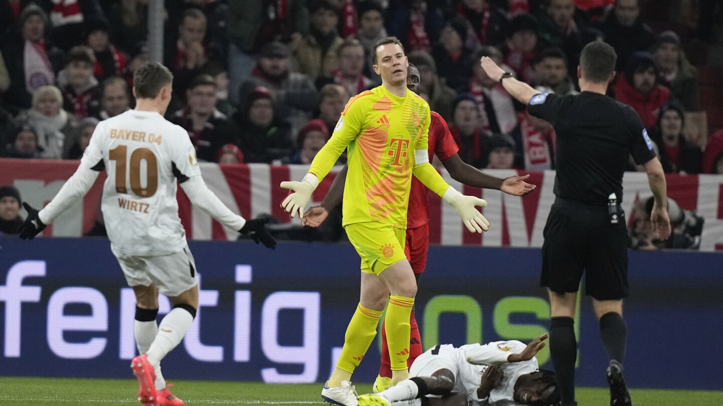 Neuer gets sent off for 1st time and Bayern Munich exits German Cup early again