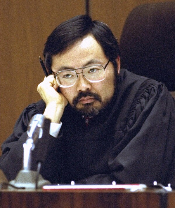 FILE - Judge Lance Ito presides over a hearing in O.J. Simpson's double-murder trial in Los Angeles Friday, Jan. 20, 1995. Simpson, the decorated football superstar and Hollywood actor who was acquitted of charges he killed his former wife and her friend but later found liable in a separate civil trial, has died. He was 76. (AP Photo/Mark J. Terrill, FIle)