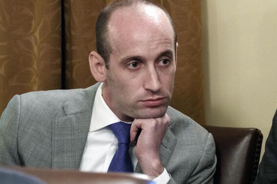 FILE - White House senior adviser Stephen Miller listens as President Donald Trump speaks during a cabinet meeting at the White House in Washington, June 21, 2018.  Miller, who served as a top aide to President Donald Trump, will appear Thursday before the congressional committee investigating the Jan. 6 insurrection. That's according to a person familiar with the matter. Miller was a senior advisor for policy during the Trump administration and a central figure in many of Trump’s policy decisions. (AP Photo/Evan Vucci, File)