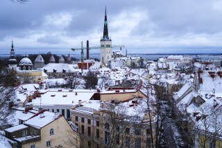 FILE - A view of Tallinn, Estonia, on Jan. 4, 2023. Estonia’s domestic security agency said on Tuesday that it has apprehended ten persons suspected of sabotage and spreading fear and creating tension within the Baltic country in a coordinated “hybrid operation” by Russia’s special services. (AP Photo/Pavel Golovkin)