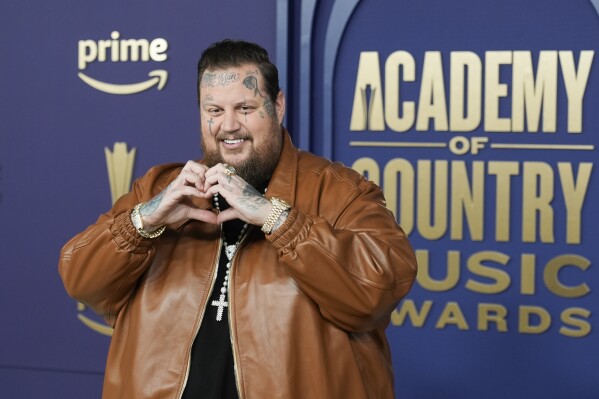 Jelly Roll arrives at the 59th annual Academy of Country Music Awards on Thursday, May 16, 2024, at the Ford Center in Frisco, Texas. (AP Photo/LM Otero)