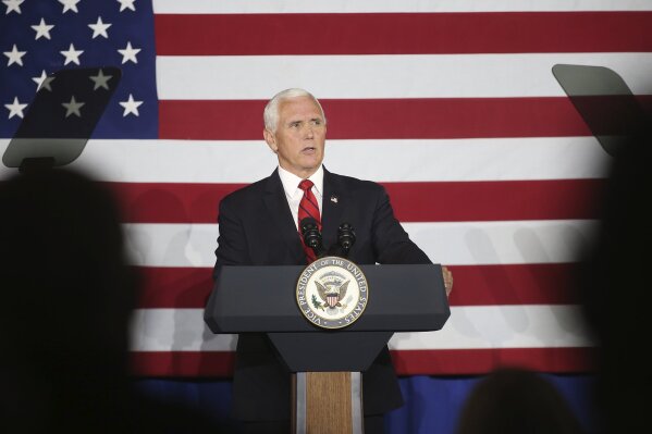 Vice President Mike Pence gives a speech on Friday, July 17, 2020, at Ripon College in Ripon, Wis. (Doug Raflik/The Reporter via AP)