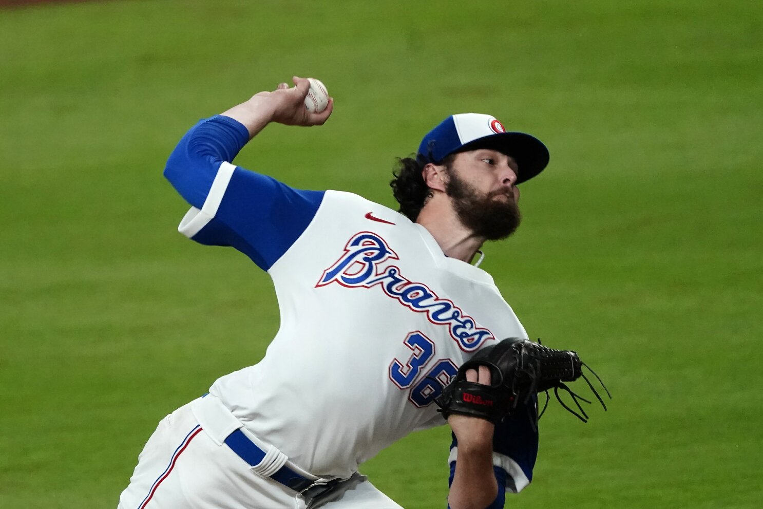 Atlanta Braves pitcher Ian Anderson (36) is photographed at the