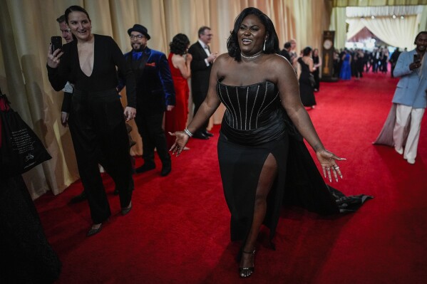 Danielle Brooks arrives at the Oscars on Sunday, March 10, 2024, at the Dolby Theatre in Los Angeles. (AP Photo/John Locher)