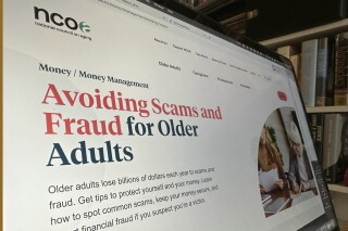 A page from the National Council on Aging website is shown in this photo taken Thursday, Nov. 9, 2023 in New York. In 2022, consumers lost $8.8 billion to scammers. And older adults lost the highest amount of money compared to other age groups, according to the Federal Trade Commission. (AP Photo/Peter Morgan)