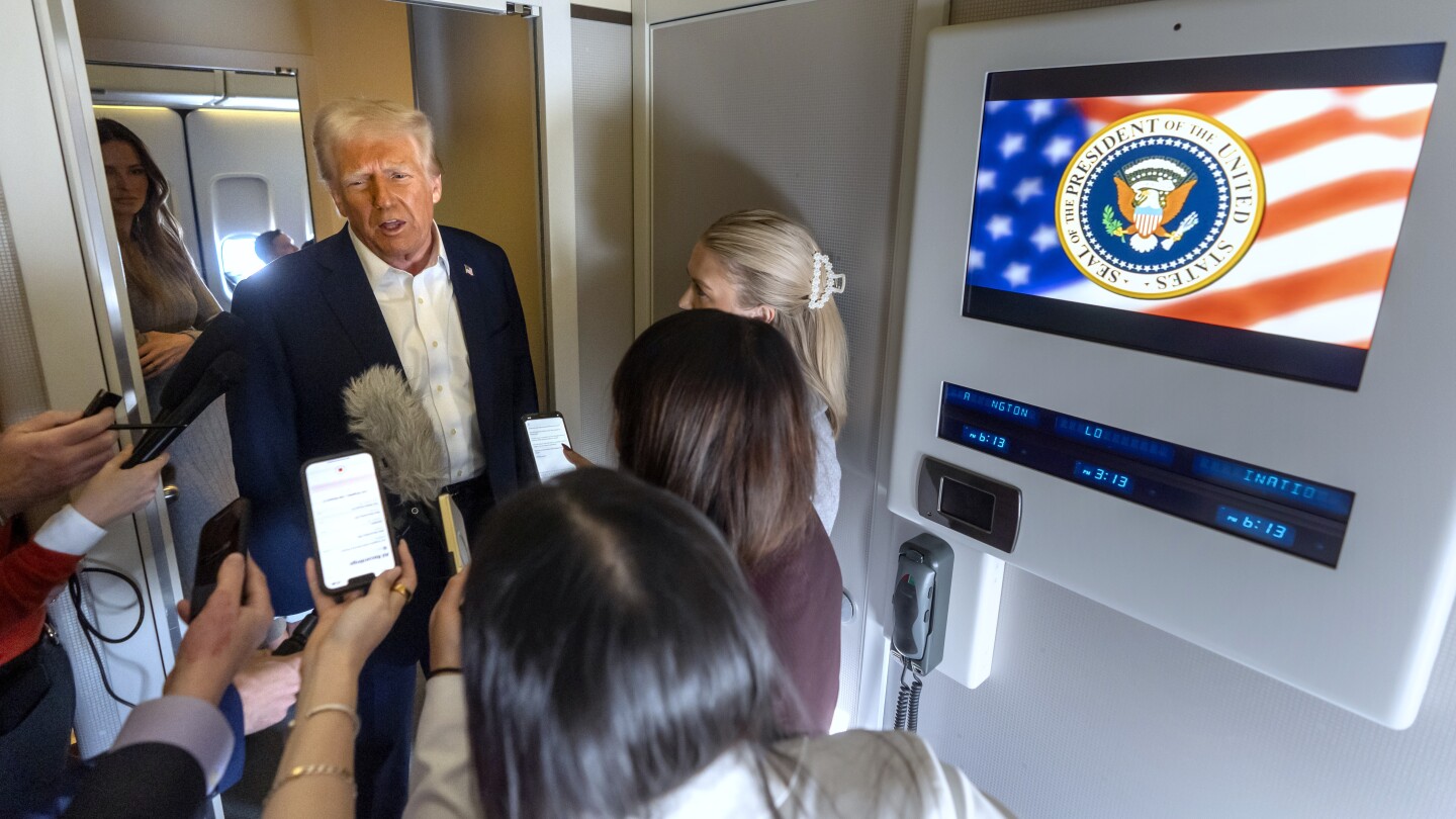 Trump’s Q&A on Air Force One goes from the plane’s color scheme to the fate of TikTok and Canada
