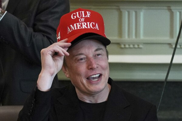 Elon Musk speaks during a cabinet meeting at the White House, Wednesday, April 30, 2025, in Washington. (AP Photo/Evan Vucci)