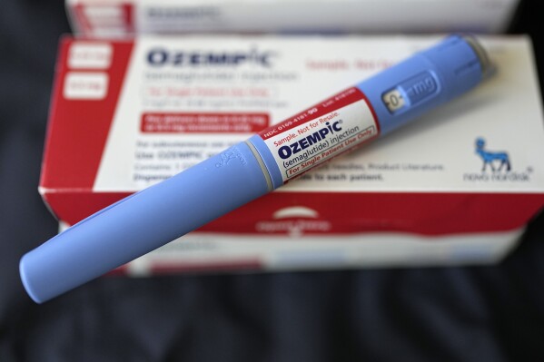 FILE - The injectable drug Ozempic is on display in Houston, July 1, 2023. Federal regulators are challenging patents on 20 brand-name drugs, including the blockbuster weight-loss injection Ozempic, in the Biden administration's latest move targeting industry practices that drive up drug prices.  (AP Photo/David J. Phillip, File)