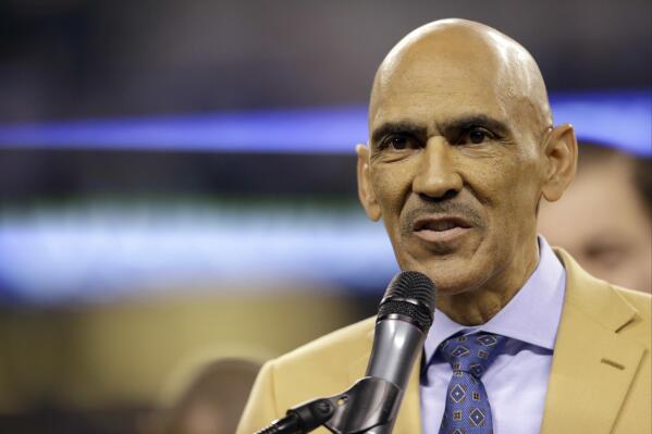 FILE - Former Indianapolis Colts' head coach Tony Dungy is honored during halftime of an NFL football game between the Colts and the Pittsburgh Steelers  on Thursday, Nov. 24, 2016, in Indianapolis. The Indianapolis Colts have established the Tony Dungy Diversity Fellowship to advance the opportunities for football coaching candidates. The program in honor of the Pro Football Hall of Fame coach, announced Monday, March 7, 2022, by the Irsay family that owns the Colts, will provide the team with access to talented coaches while fostering and expanding the team’s diversity, equity and inclusion initiatives.  (AP Photo/Michael Conroy, Filee)