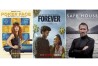 This combination of images shows promotional art for "Poker Face," left, "Forever," and "Safe House." (Peacock/Netflix/Acorn TV via AP)
