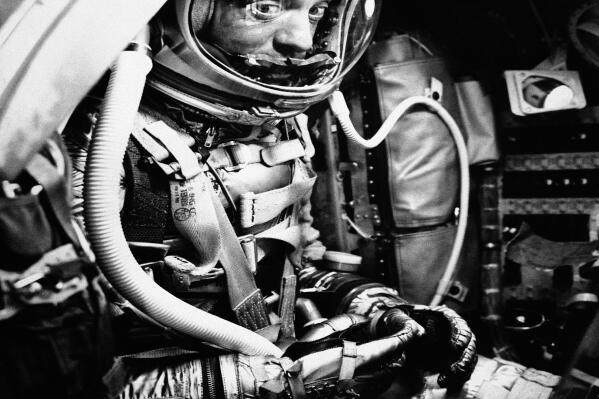 FILE - In this May 5, 1961 file photo, astronaut Alan Shepard sits in his capsule at Cape Canaveral, Fla., aboard a Mercury-Redstone rocket. Freedom 7 was the first American manned suborbital space flight, making Shepard the first American in space. (AP Photo)