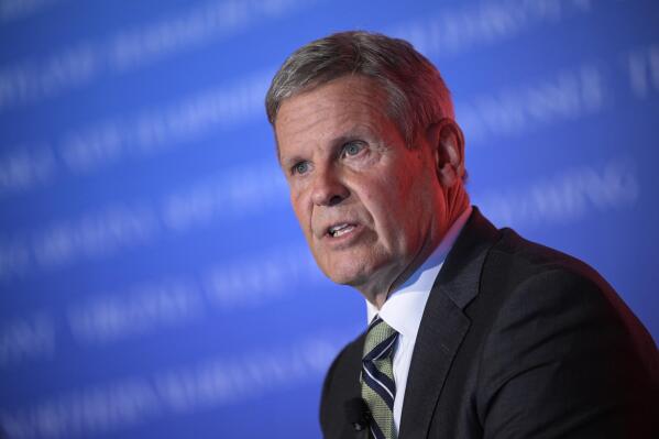 FILE - Tennessee Gov. Bill Lee answers questiong during a panel discussion at the Republican Governors Association conference on Nov. 15, 2022, in Orlando, Fla. According to a letter from Planned Parenthood, Tennessee's Department of Health in November alerted the organization that it would no longer receive HIV prevention grants starting in 2023, as well as warn that the state was terminating its partnership with the organization to provide HIV testing. Planned Parenthood declared that Lee's administration was choosing the “nuclear option” in order to avoid having to work with the organization. (AP Photo/Phelan M. Ebenhack, File)