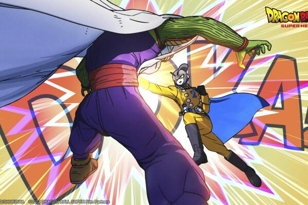 This image provided by Crunchyroll shows a still from “Dragon Ball Super: Super Hero”, which topped the charts in its first weekend in theaters, with $20.1 million in ticket sales according to studio estimates on Sunday, Aug. 21, 2022. (Crunchyroll via AP)