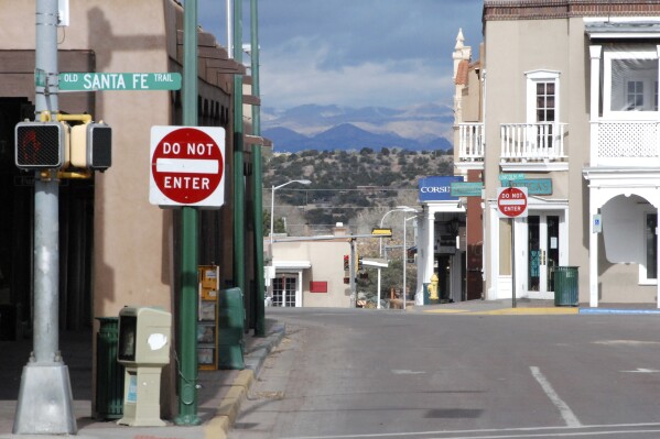 Downtown Santa Fe, N.M., is seen March 27, 2020. (AP Photo/Morgan Lee, File)