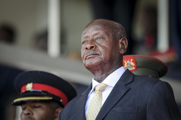 FILE - Uganda's President Yoweri Museveni attends the state funeral of Kenya's former president Daniel Arap Moi in Nairobi, Kenya on Feb. 11, 2020. The United Nations' human rights office in Uganda will close this weekend after the east African country decided not to renew an agreement allowing it to operate, the U.N.'s top human rights official said Friday, Aug. 4, 2023. (AP Photo/John Muchucha, File)