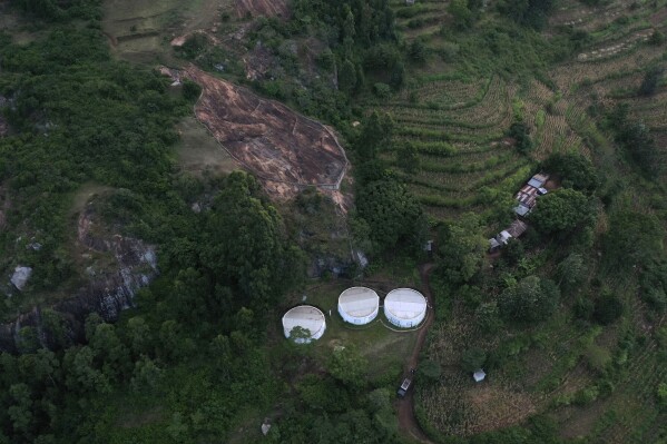 A rock catchment system operates in Makueni County, Kenya on Thursday, Feb. 29, 2024. (AP Photo/Carlos Mureithi)