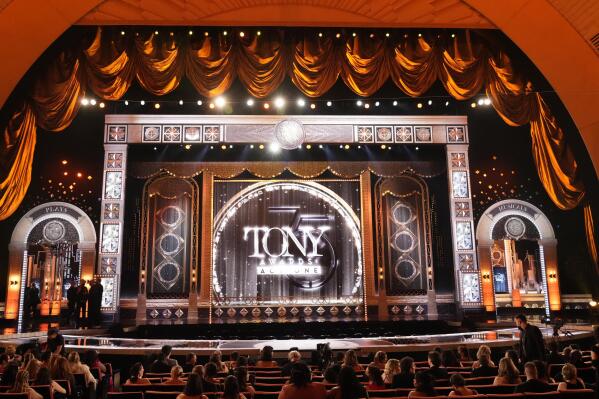 A view of the stage appears before the start of the 75th annual Tony Awards on Sunday, June 12, 2022, at Radio City Music Hall in New York. (Photo by Charles Sykes/Invision/AP)
