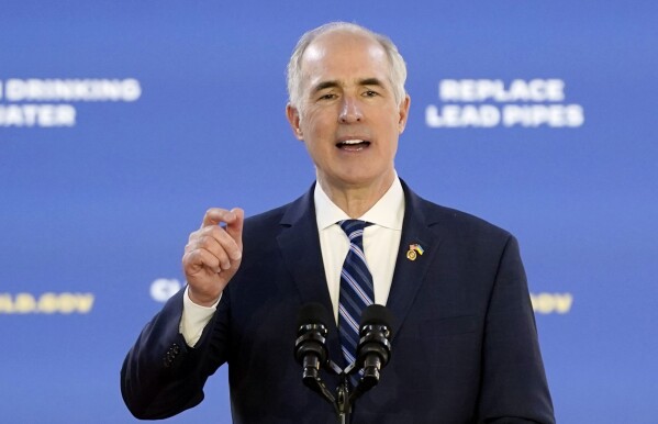 FILE - U.S. Sen. Bob Casey, D-Pa., speaks on Feb. 3, 2023, at Belmont Water Treatment Center in Philadelphia. Casey and Republican challenger David McCormick appear unlikely to face primary opponents in Pennsylvania's 2024 primary election. The deadline is Tuesday, Feb. 13, 2024, at 5 p.m. for Republicans and Democrats to submit voter signatures to get on the April 23 primary ballot, and Casey and McCormick have already filed. (AP Photo/Patrick Semansky, File)