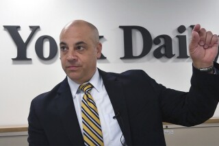 Dave Sunday, York County's elected district attorney, speaks with the York Daily Record in York, Pa., Monday, July 10, 2023. Sunday said that he will run in next year's GOP primary for state attorney general, making him the first Republican to seek the office that will be vacant after next year’s election. (Paul Kuehnel/York Daily Record via AP)