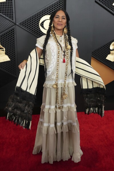 Lila Downs arrives at the 66th annual Grammy Awards on Sunday, Feb. 4, 2024, in Los Angeles. (Photo by Jordan Strauss/Invision/AP)