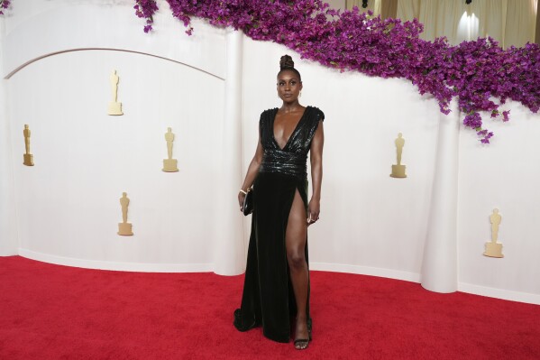 Issa Rae arrives at the Oscars on Sunday, March 10, 2024, at the Dolby Theatre in Los Angeles. (Photo by Jordan Strauss/Invision/AP)