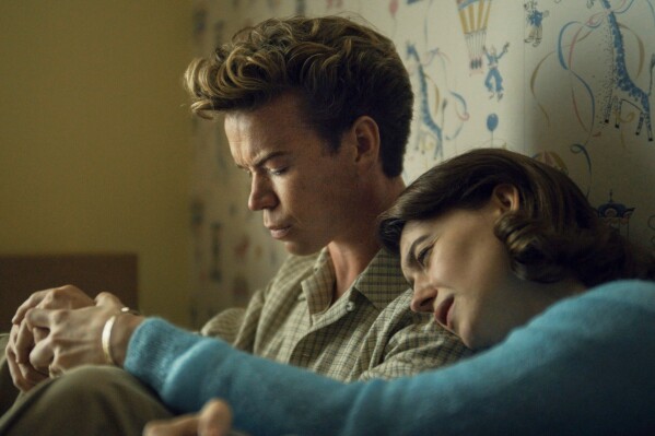 This image released by Sony Pictures Classics shows Will Poulter, left, and Daisy Edgar-Jones in a scene from "On Swift Horses." (Sony Pictures Classics via AP)