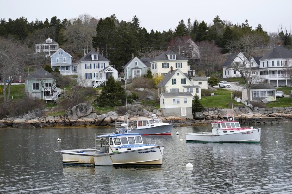 Lobster fishing boats are moored in Stonington, Maine, on Friday, May 2, 2025. (AP Photo/Robert F. Bukaty)