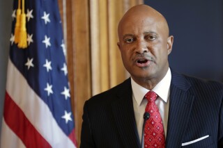 FILE - Indiana Attorney General Curtis Hill speaks during a news conference at the Statehouse in Indianapolis, July 9, 2018. The former Indiana attorney general announced Monday, July 10, 2023, that he is entering the 2024 Republican governor’s race nearly three years after his reelection bid was derailed by allegations that he drunkenly groped four women during a party. (AP Photo/Michael Conroy, File)