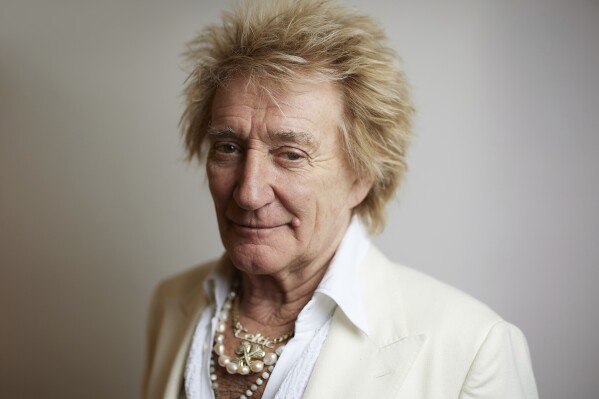 Rod Stewart poses for a portrait on Tuesday, Feb. 7, 2024, in New York. (Photo by Matt Licari/Invision/AP)