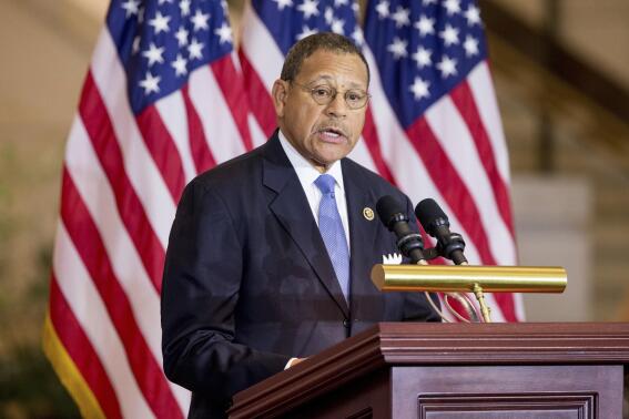 FILE - U.S. Rep. Sanford Bishop, D-Ga., is shown in this file photograph speaking during a commemoration ceremony for the 150th anniversary of the ratification of the 13th Amendment to the U.S. Constitution which abolished slavery in the United States, Dec. 9, 2015, in Emancipation Hall on Capitol Hill in Washington. The congressman is seeking reelection for his Georgia's 2nd Congressional District seat. (AP Photo/Andrew Harnik, File)