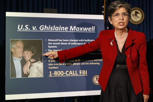 Audrey Strauss, Acting United States Attorney for the Southern District of New York, speaks during a news conference to announce charges against Ghislaine Maxwell for her alleged role in the sexual exploitation and abuse of multiple minor girls by Jeffrey Epstein, Thursday, July 2, 2020, in New York. (AP Photo/John Minchillo)