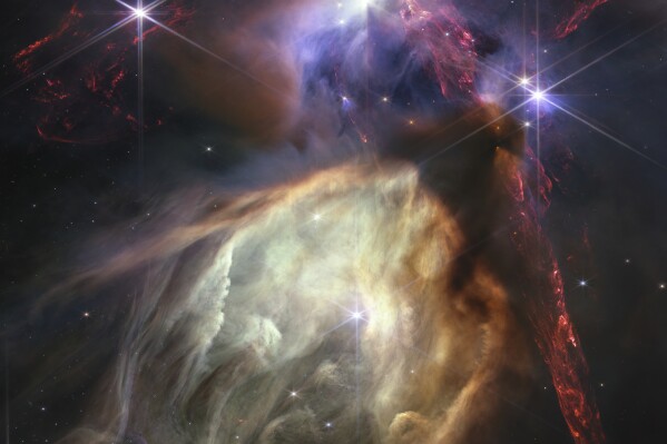 This image provided by NASA in July 2023 shows the Rho Ophiuchi cloud complex, the closest star-forming region to Earth, captured by the James Webb Space Telescope. (NASA, ESA, CSA, STScI, Klaus Pontoppidan (STScI) Image Processing Alyssa Pagan (STScI) via 番茄直播)