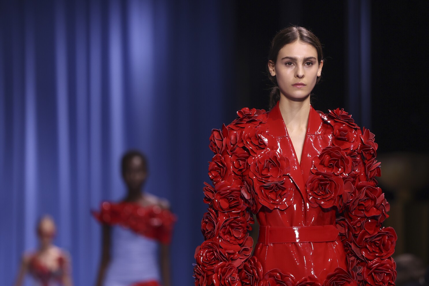Following theft, Balmain shows defiance with flowers in rose-filled Paris  Fashion Week show