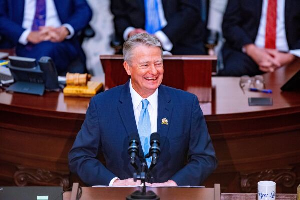 Idaho Gov. Brad Little delivers a State of the State address at the Idaho State Capitol, Jan. 9, 2023, in Boise, Idaho. (AP Photo/Kyle Green, file)