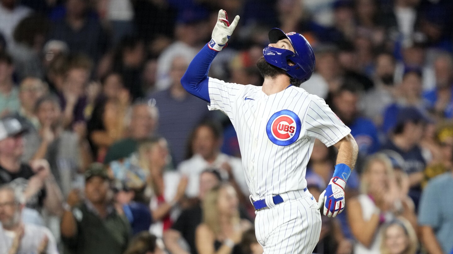 MINNEAPOLIS, MN - MAY 14: Chicago Cubs Shortstop Dansby Swanson (7)  celebrates his double during a MLB game between the Minnesota Twins and  Chicago Cubs on May 14, 2023, at Target Field