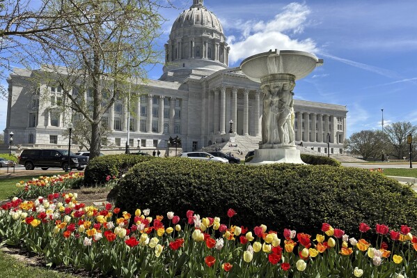 FILE - The Missouri Capitol is seen, April 5, 2024, in Jefferson City. Democratic lawmakers on Tuesday, May 14 passed the 24-hour point in a nonstop, overnight filibuster against a Republican proposal to raise the bar for amending Missouri's constitution. (AP Photo/David A. Lieb, file)