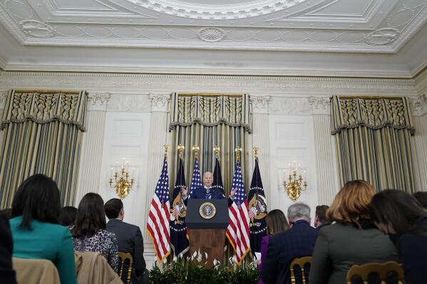 President Joe Biden speaks in the State Dining Room of the White House in Washington, Wednesday, Nov. 9, 2022. (AP Photo/Susan Walsh)