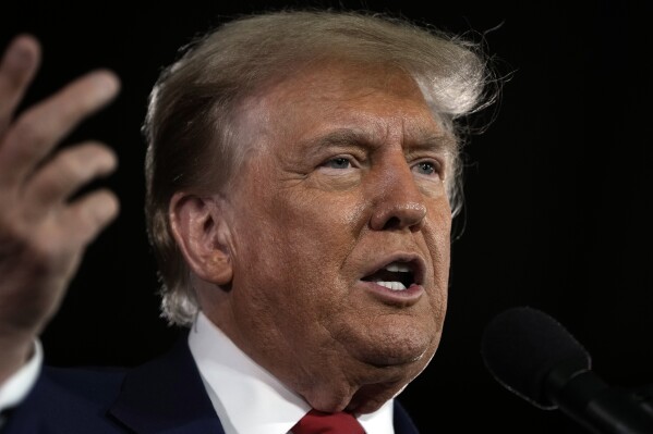 Republican presidential candidate former President Donald Trump speaks at a campaign rally on Wednesday, May 1, 2024, at the Waukesha County Expo Center in Waukesha, Wis. (AP Photo/Morry Gash)