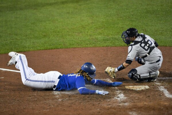 BUFFALO, NY - JUNE 17: New York Yankees Catcher Gary Sanchez (24) hits a  single during the seventh inning of a Major League Baseball game between the  New York Yankees and the