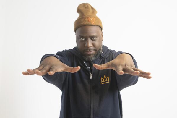 Robert Glasper appears during a portrait session in New York to promote his album "Black Radio III" on March 17, 2022. His album, "Dinner Party," with Terrace Martin and Kamasi Washington, is up for Best Progressive R&B Album this year’s Grammys. (AP Photo/Gary Gerard Hamilton)