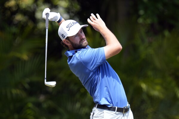 Cameron Young hits his tee shot on the third hole during the final round of the Valspar Championship golf tournament Sunday, March 24, 2024, at Innisbrook in Palm Harbor, Fla. (AP Photo/Chris O'Meara)