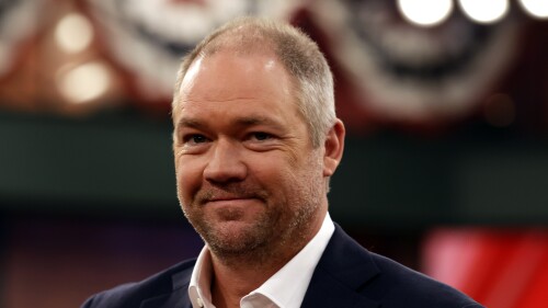 FILE - Former baseball player Scott Rolen speaks at a news conference in Secaucus, N.J., Friday, Jan. 27, 2023. Rolen will be inducted to the Hall of Fame on Sunday. (AP Photo/Adam Hunger, File)